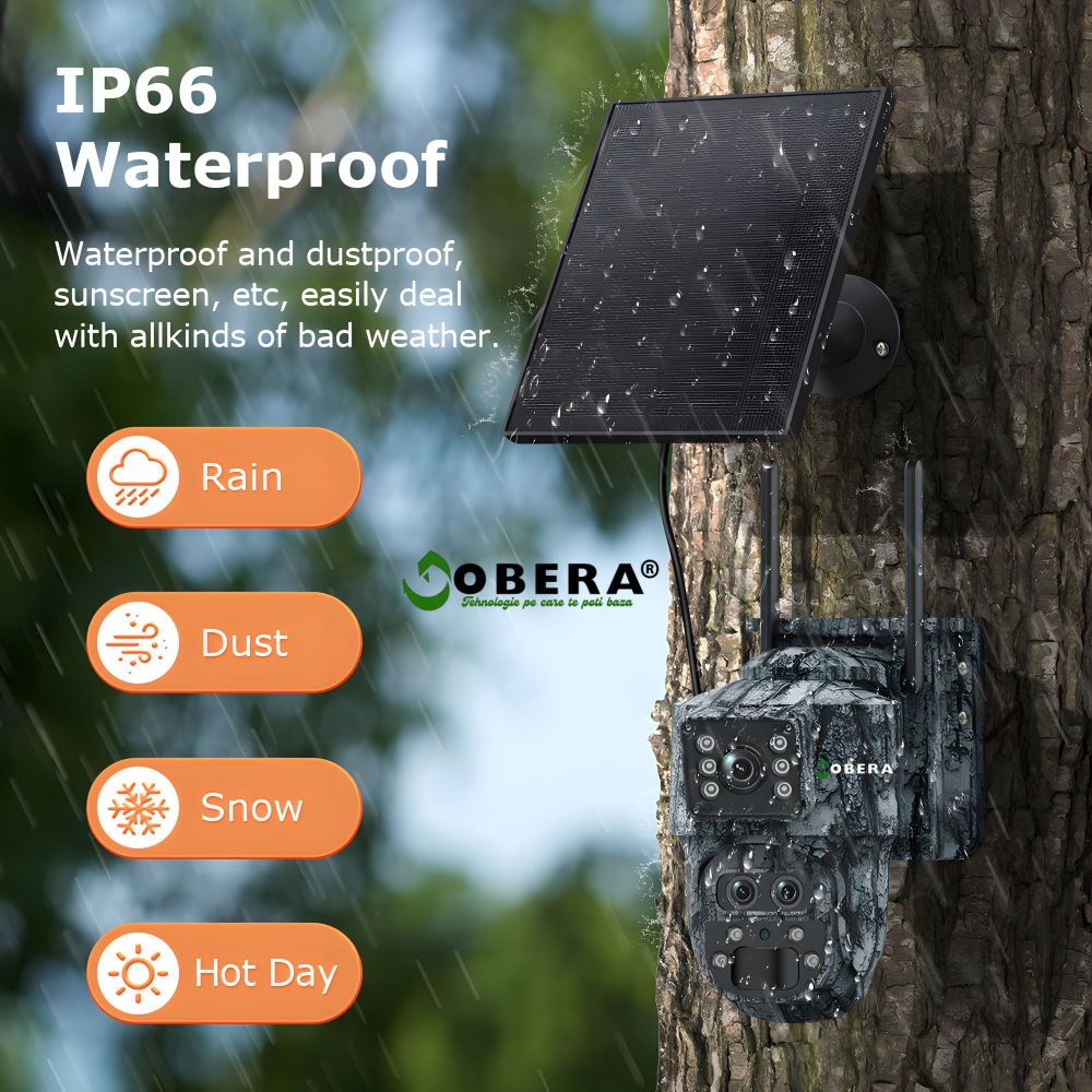 Camera supraveghere solara camuflaj, goBERA®, 6MP, 4G, zoom optic 15X, vedere nocturna color, detectie miscare PIR, audio bidirectional, control rotativ PAN-TILT, aplicatie UBOX, stocare microSD 128GB [3]
