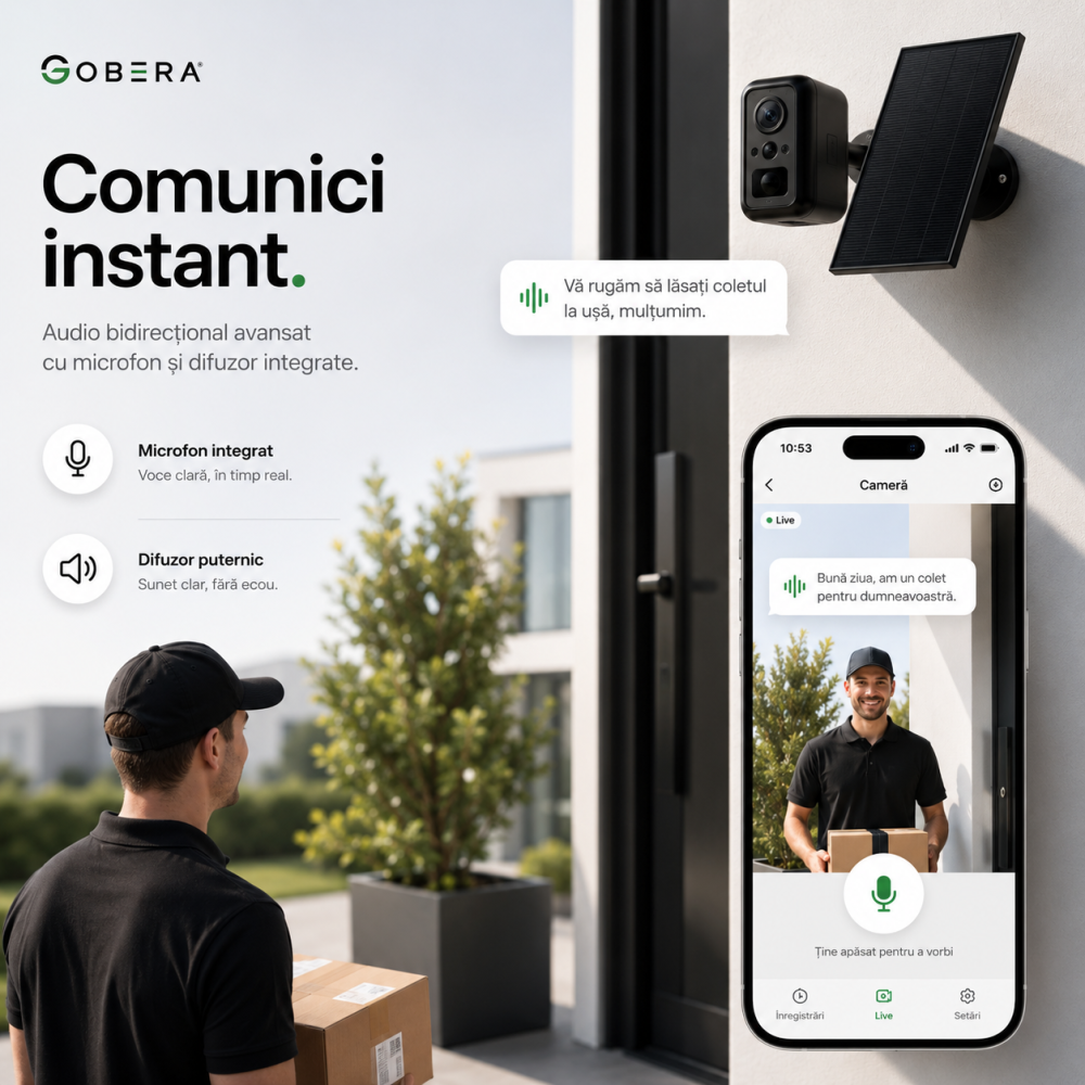 Camera Supraveghere Solara Wireless, Detectare Umana PIR, 3W Panou Solar, Baterie 5200mAh, 4G, Vedere Noapte Color, IP66,Neagra [14]