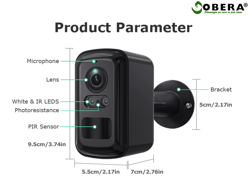 Camera Supraveghere Solara Wireless, Detectare Umana PIR, 3W Panou Solar, Baterie 5200mAh, 4G, Vedere Noapte Color, IP66,Neagra [12]