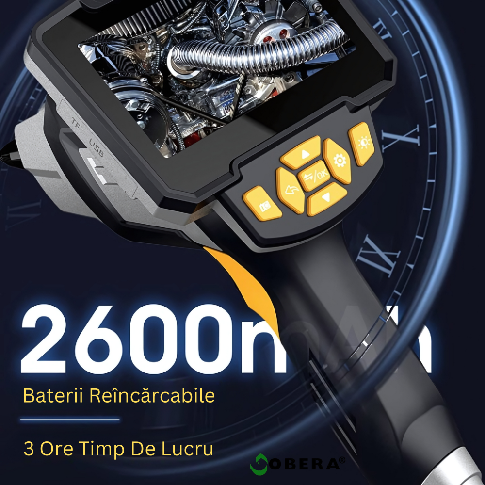 Endoscop industrial cu lentila dubla goBERA®, Camera de inspectie digitala cu cablu de 10 metri, LCD Full HD1920x1080 de 4.3 inchi, 6 lumini LED reglabile, Baterie de 2600mAh, Tub semirigid de 8 mm IP [5]
