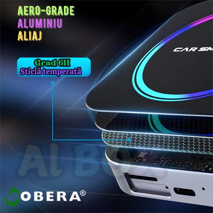 Modul auto AI Box Android 13 goBERA®, Wireless CarPlay&Android Auto, 8GB RAM+128GB, Procesor Octa-Core, Conectivitate 4G, GPS, Split screen, Mirrorlink, Streaming YouTube, Netflix si Aplicatii Google [8]