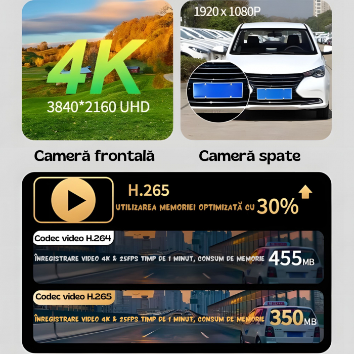 Navigatie auto universala 10.26" goBERA®, Portabila, Apple Carplay si Android Auto wireless, Camera dubla, 4K/1080 Reglabile, Ecran IPS HD full-touch, BT, FM, Split-screen, Card microSD 64GB, Cablu AU [5]