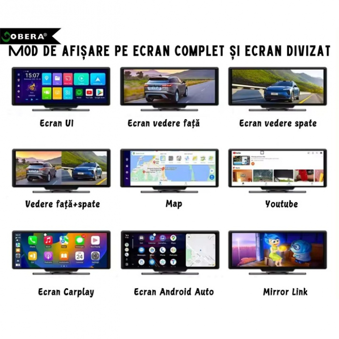 Sistem navigatie auto 10.26 inch goBERA®, Android 13, 8-Core, 4 GB RAM, 64 GB ROM, Carplay & Android auto, Bluetooth 5.1, Wi-Fi, Camera dubla, 1080P/1080P, Ecran IPS HD full-touch, GPS tracker, BT, FM [6]