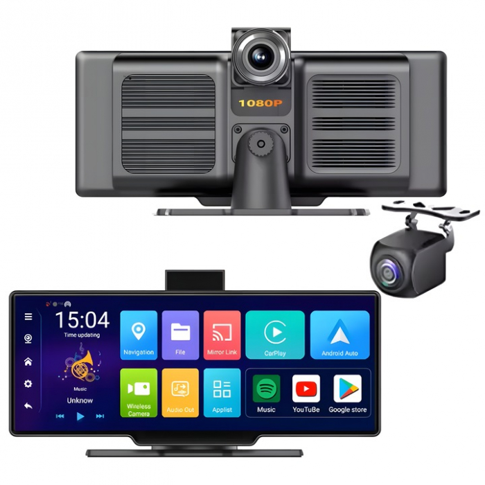 Sistem navigatie auto 10.26 inch goBERA®, Android 13, 8-Core, 4 GB RAM, 64 GB ROM, Carplay & Android auto, Bluetooth 5.1, Wi-Fi, Camera dubla, 1080P/1080P, Ecran IPS HD full-touch, GPS tracker, BT, FM [3]