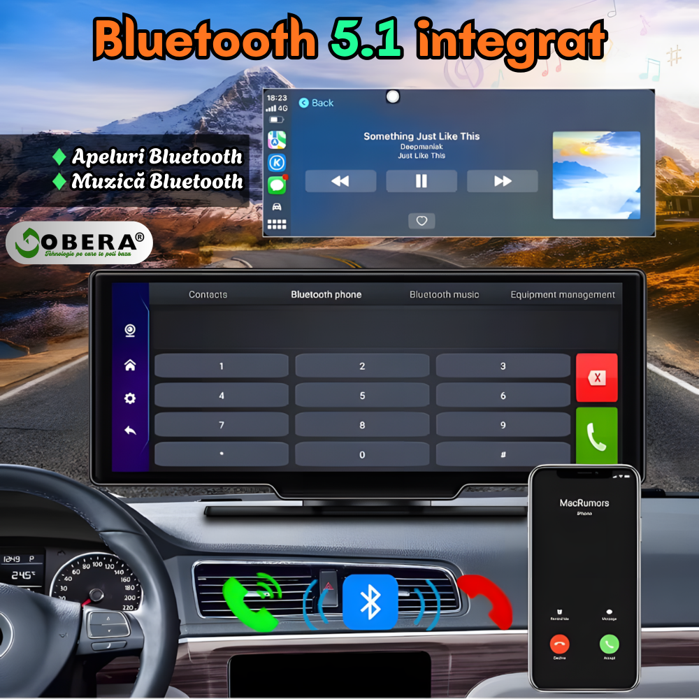 Sistem navigatie auto 10.26 inch goBERA®, Conexiune 4G, Android 13, ADAS, 8-Core, 4 GB RAM+64 GB ROM, Carplay & Android auto, Bluetooth 5.1, Wi-Fi, Camera dubla, 1080P/1080P, Ecran IPS HD full-touch, [7]