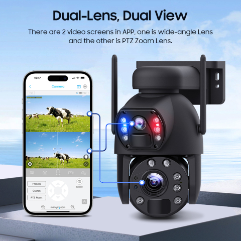 Camera de Supraveghere 24/7 goBERA®, 3MP+3MP, Panou Solar 20W, Baterie 20000mAh, Zoom Optic 20X, Detectie Umana PIR, Vedere Nocturna 30m, Pan-Tilt, Audio Bidirectional, IP66, Stocare Cloud/TF 128GB [5]