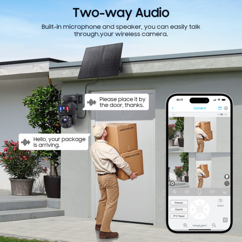 Camera de Supraveghere 24/7 goBERA®, 3MP+3MP, Panou Solar 20W, Baterie 20000mAh, Zoom Optic 20X, Detectie Umana PIR, Vedere Nocturna 30m, Pan-Tilt, Audio Bidirectional, IP66, Stocare Cloud/TF 128GB [10]