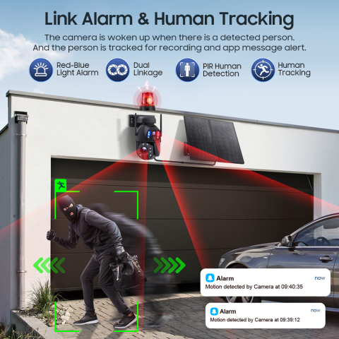 Camera de Supraveghere 24/7 goBERA®, 3MP+3MP, Panou Solar 20W, Baterie 20000mAh, Zoom Optic 20X, Detectie Umana PIR, Vedere Nocturna 30m, Pan-Tilt, Audio Bidirectional, IP66, Stocare Cloud/TF 128GB [9]
