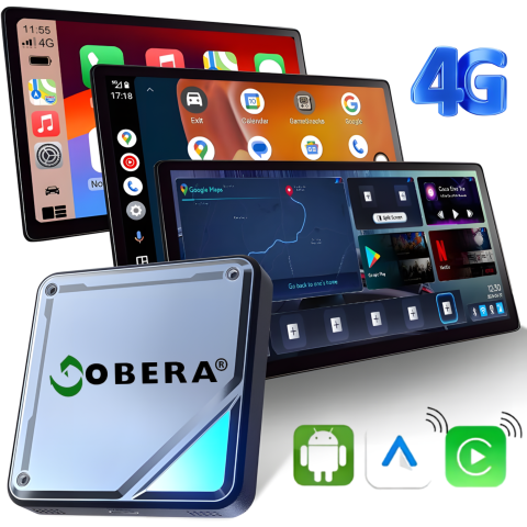 AI Box Wireless cu Android – CarPlay, Android Auto și Streaming Netflix & YouTube - Adaptor AI Box pentru BMW, goBERA®, Android 13, Snapdragon QCM6125, 8GB RAM + 128GB ROM, Wi-Fi Dual 2.4/5GHz, Bluetooth 5.2, Split-Screen 5:5/3:7, GPS+GLONASS+Beidou, Aplicatii Multimedia, Plug & Play
