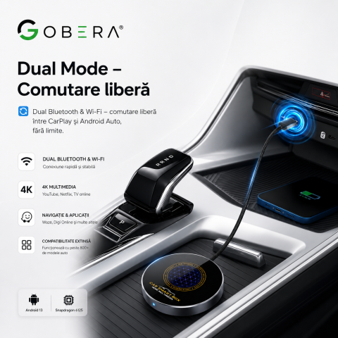 Adaptor Auto AI Box – Wireless CarPlay & Android Auto, Android 13, Procesor Snapdragon 6125, 4GB+64GB, 4G, HDMI 4K, YouTube & Netflix [2]