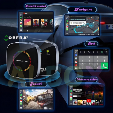 Adaptor auto Wireless CarPlay/Android Auto, AI Box Android 13 goBERA®, Procesor Octa-Core, 4GB RAM+64GB ROM, Conectivitate 4G, Pentru masini cu CarPlay cu fir din fabrica, Streaming YouTube si Netflix [7]