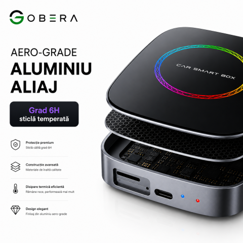 Adaptor auto Wireless CarPlay/Android Auto, AI Box Android 13 goBERA®, Procesor Octa-Core, 4GB RAM+64GB ROM, Conectivitate 4G, Pentru masini cu CarPlay cu fir din fabrica, Streaming YouTube si Netflix [7]