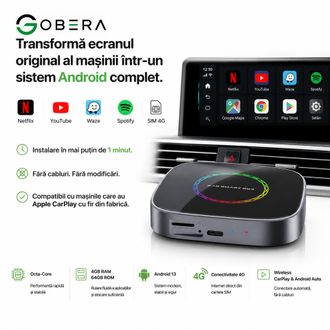 AI Box Android 13 goBERA® cu Wireless CarPlay și Android Auto [1]