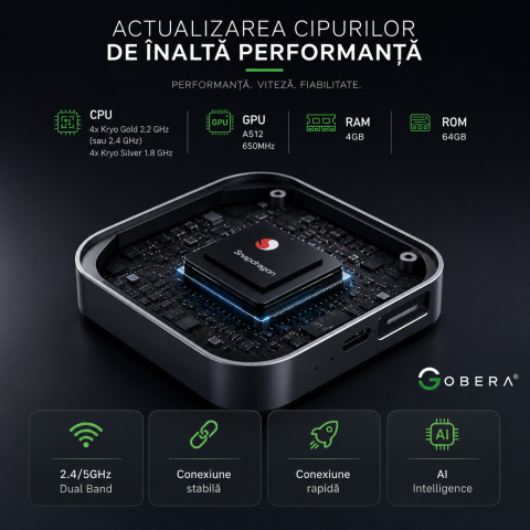 Adaptor auto Wireless CarPlay/Android Auto, AI Box Android 13 goBERA®, Procesor Octa-Core, 4GB RAM+64GB ROM, Conectivitate 4G, Pentru masini cu CarPlay cu fir din fabrica, Streaming YouTube si Netflix [11]