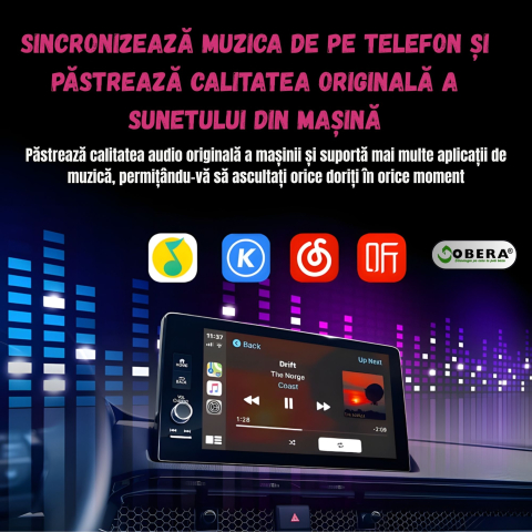 Adaptor Mini Wireless goBERA®️ CarPlay & Android Auto, Plug & Play, Bluetooth 5.3, Wi-Fi 5G, Procesor A7, Control Vocal & Touch, Reconectare Automată, iOS & Android, Design Compact Aluminiu, Negru [3]