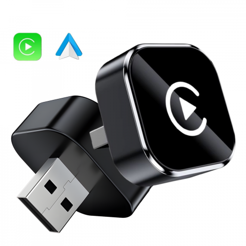 Smart Auto & Conectivitate - Adaptor Wireless 2-în-1 goBERA®️ CarPlay & Android Auto, compatibil cu vehicule echipate din fabrică cu CarPlay, Bluetooth 5.0, Wi-Fi Dual-Band 2.4/5GHz, Plug & Play, control vocal, port USB