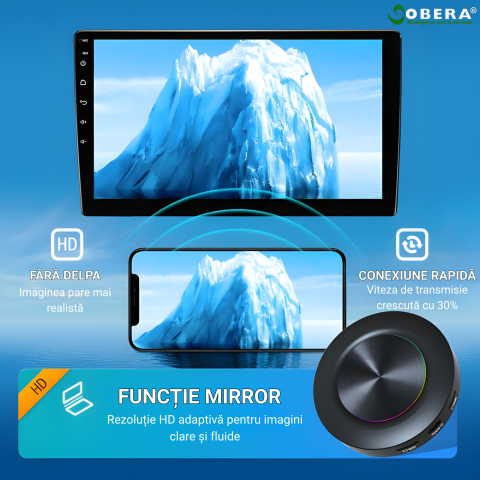 Adaptor Wireless CarPlay & Android Auto goBERA® AI Box cu Android 15, 8GB RAM + 128GB Stocare, Procesor Qualcomm Octa-Core 6350, Slot 4G SIM, Redare 4K, Ambient Light 7 Culori, Plug & Play [5]