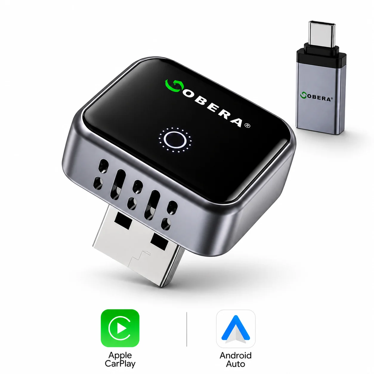 Adaptoare Wireless CarPlay & Android Auto - Adaptor Wireless CarPlay & Android Auto goBERA® Mini – Bluetooth 5.3, Wi-Fi 5G, Plug & Play, Reconectare automată, Compatibil iPhone & Android