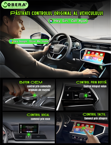 Adaptor Wireless CarPlay & Android Auto goBERA®️ – Plug & Play, Reconectare Automata, Bluetooth 5.3, Wi-Fi 5G, Compatibil iPhone & Android, Control Vocal si Touch, Suport OEM, Negru [3]