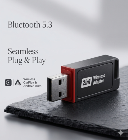 Adaptor Wireless CarPlay & Android Auto goBERA®️ – Plug & Play, Reconectare Automata, Bluetooth 5.3, Wi-Fi 5G, Compatibil iPhone & Android, Control Vocal si Touch, Suport OEM, Negru [7]