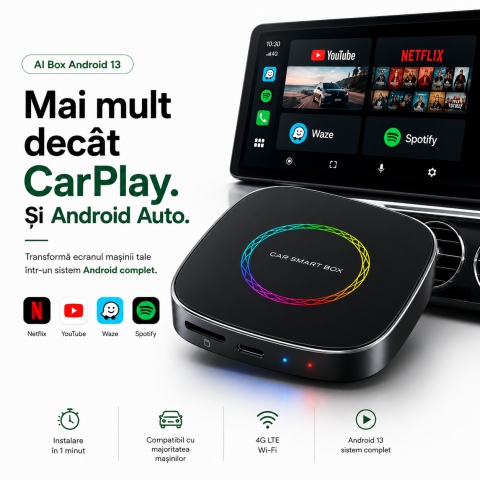AI Box Android 13 goBERA® cu Wireless CarPlay și Android Auto [3]
