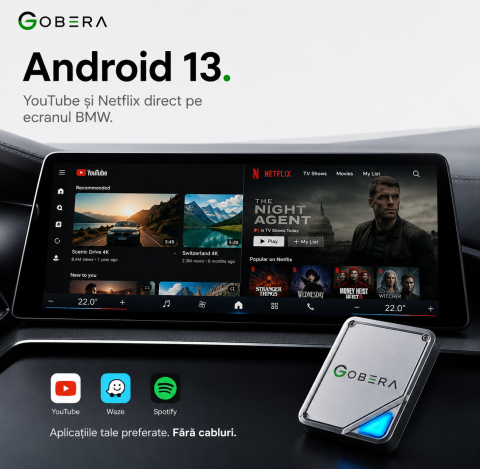 AI Box BMW goBERA® – Android 13 cu Netflix, YouTube, Waze și Google Maps pe ecranul original BMW, Snapdragon QCM6125, 8GB RAM, 128GB [7]