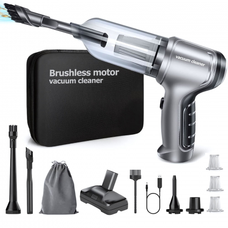 Smart Auto & Conectivitate - Aspirator de mana goBERA® Pro,3 in 1 portabil pentru Aspirare, Suflare, Sigilare, Tehnologie fara perii,2 viteze, Filtru HEPA, Senzor de incarcare/pornire,35500 Rpm,12000 Pa, Baterie 2x2000mAh, Utiliz