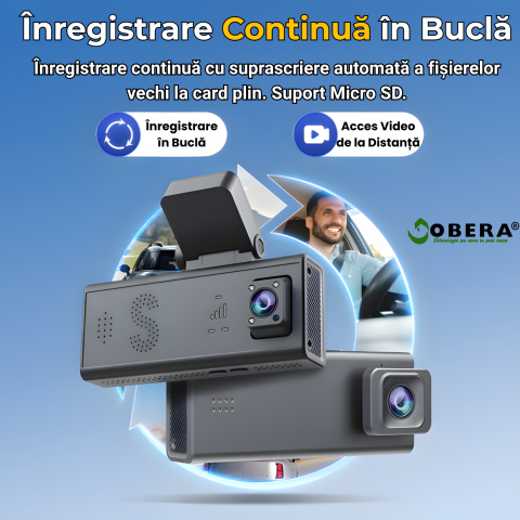 Camera auto de bord, Supraveghere parcare, 4G, GPS goBERA®, Dual Lens 3MP+3MP, Radar fata spate, OBD, Vedere nocturna, WiFi, Full HD, Monitorizare Parcare 24H, Aplicatie dedicata [5]
