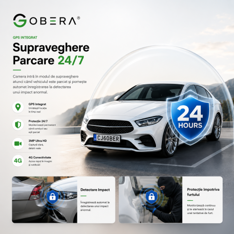 Camera auto de bord, Supraveghere parcare, 4G, GPS goBERA®, Dual Lens 3MP+3MP, Radar fata spate, OBD, Vedere nocturna, WiFi, Full HD, Monitorizare Parcare 24H, Aplicatie dedicata [3]