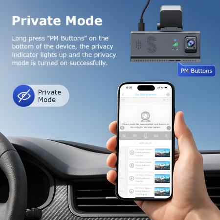 Camera auto de bord, Supraveghere parcare, 4G, GPS goBERA®, Dual Lens 3MP+3MP, Radar fata spate, OBD, Vedere nocturna, WiFi, Full HD, Monitorizare Parcare 24H, Aplicatie dedicata [4]