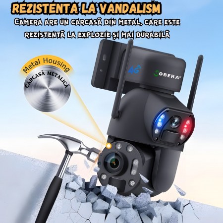Camera de Supraveghere 24/7 goBERA®, Conexiune 4G, 3MP+3MP cu Panou Solar de 20W si Baterie de 20000mAh, Zoom Optic 36X, Vedere Nocturna Clara pana la 50m, PTZ Bullet, Detectare Umanoida Inteligenta, [6]