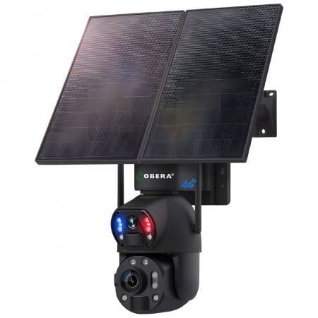 ✨ SMART DEALS - Camera de Supraveghere 24/7 goBERA®, Conexiune 4G, 3MP+3MP cu Panou Solar de 20W si Baterie de 20000mAh, Zoom Optic 36X, Vedere Nocturna Clara pana la 50m, PTZ Bullet, Detectare Umanoida Inteligenta,