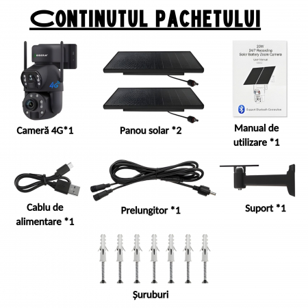 Camera de Supraveghere 24/7 goBERA®, Conexiune 4G, 3MP+3MP cu Panou Solar de 20W si Baterie de 20000mAh, Zoom Optic 36X, Vedere Nocturna Clara pana la 50m, PTZ Bullet, Detectare Umanoida Inteligenta, [3]