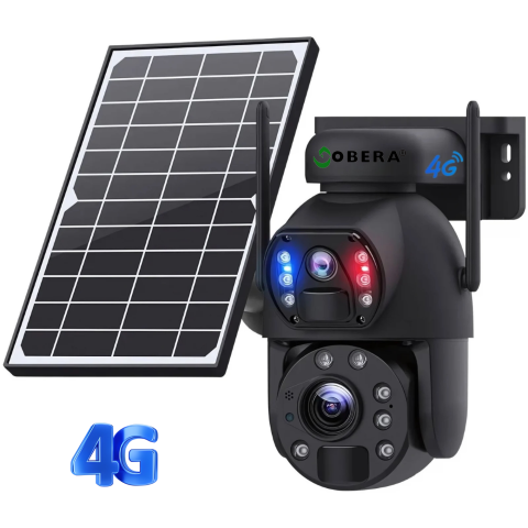 ✨ SMART DEALS - Camera de supraveghere goBERA® 3MPx+3MPx, Conexiune4G, Zoom Optic 20x, Panou Solar 6W, Acumulatori 12000 mAh, PTZ Bullet, Lentile Duale, Auto Tracking, Rotire 355°,10 Leduri, Senzori miscare IR 50m
