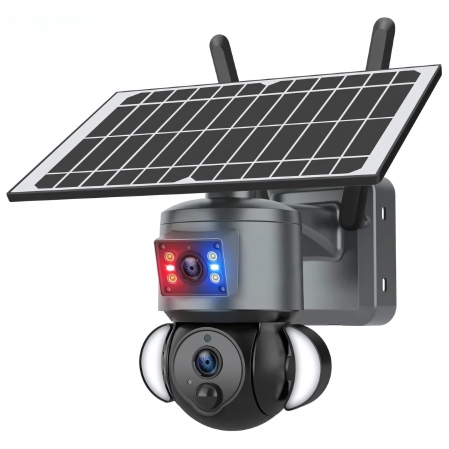Camera supraveghere goBERA® 3MP+3MP WiFi, Dual Lens, Solar 6W, Acumulator 12000mAh, PTZ 355°, Night Vision Color, IP66, Audio, Alarma, Gri [5]