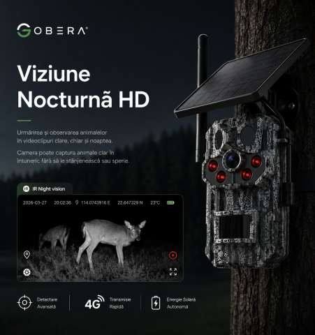 Camera de supraveghere goBERA® Solara 4G, 3MP HD, Panou Solar 6W, Baterie 7800mAh, Detectare PIR Tripla, Recunoastere Animala, Audio Bidirectional, GPS, Full Color Night Vision, Stocare TF/Cloud [5]