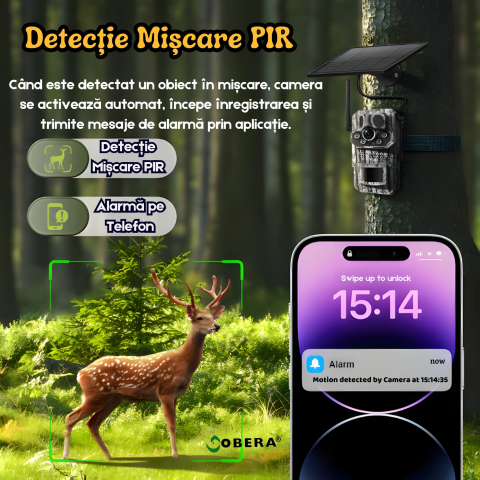 Camera de supraveghere goBERA® Solara 4G, 3MP HD, Panou Solar 6W, Baterie 7800mAh, Detectare PIR Tripla, Recunoastere Animala, Audio Bidirectional, GPS, Full Color Night Vision, Stocare TF/Cloud [6]