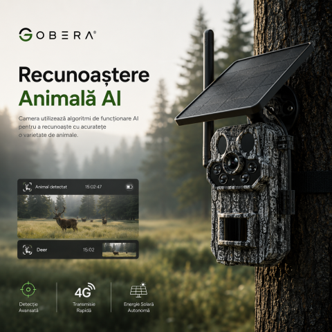 Camera de supraveghere goBERA® Solara 4G, 3MP HD, Panou Solar 6W, Baterie 7800mAh, Detectare PIR Tripla, Recunoastere Animala, Audio Bidirectional, GPS, Full Color Night Vision, Stocare TF/Cloud [7]