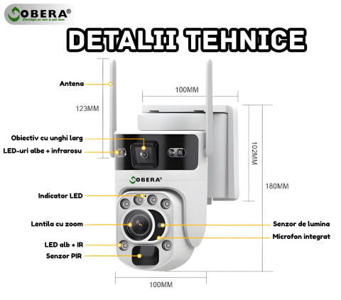 Camera de Supraveghere Solara 6MP goBERA®️, Zoom Optic 20X, Dual Lens, 4G SIM, PTZ 355°/90°, Panou Solar 6W, Baterie 10050mAh, Viziune Nocturna Color + IR, Audio Bidirectional, Tracking Uman, IP66, Cl [6]