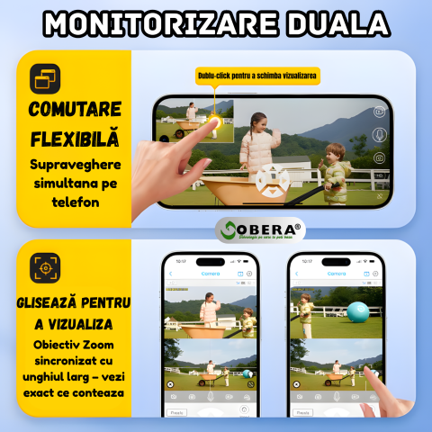 Camera de Supraveghere Solara 6MP goBERA®️, Zoom Optic 20X, Dual Lens, 4G SIM, PTZ 355°/90°, Panou Solar 6W, Baterie 10050mAh, Viziune Nocturna Color + IR, Audio Bidirectional, Tracking Uman, IP66, Cl [3]