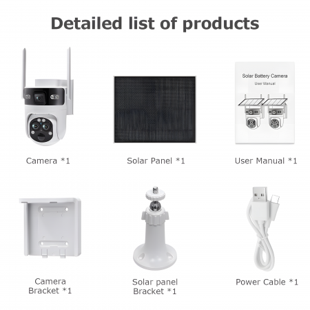Camera de Supraveghere Solara cu 3 Lentile goBERA®️, Zoom Hibrid 15X, 4G, Panou Solar 5W, Baterie 7800mAh, IR + LED, Viziune Nocturna Color, PTZ 350°/90°, Detectare Umana si Tracking AI [12]