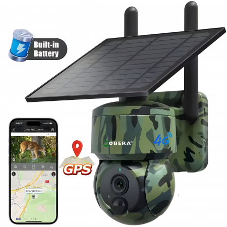 Best sellers - Camera de Supraveghere Solara cu GPS goBERA®, 3MP, 4G, Panou solar 5w, IR 940NM, Viziune Nocturna, Pan-Tilt 355°/90°, Unghi PTZ, Detectare Miscare PIR, Audio Bidirectional, IP66, Baterie 7800mAh, Obie