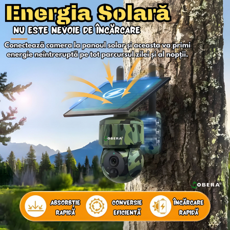Camera de Supraveghere Solara cu GPS goBERA®, 3MP, 4G, Panou solar 5w, IR 940NM, Viziune Nocturna, Pan-Tilt 355°/90°, Unghi PTZ, Detectare Miscare PIR, Audio Bidirectional, IP66, Baterie 7800mAh, Obie [3]