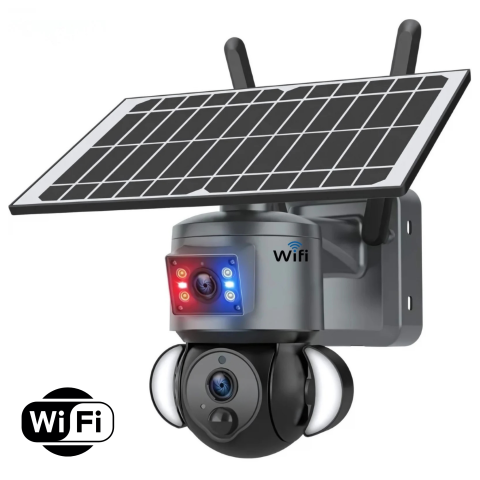 Camere de supraveghere - Camera de supraveghere solara goBERA® 3MP + 3MP, lentile duale, PTZ 355°, panou solar 6W, WiFi, IP66, night vision color