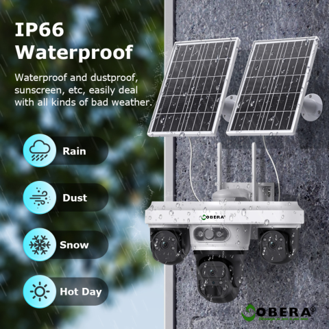 Camera Supraveghere Exterior 4G Solară AOV 3 Lentile goBERA®, AI Detectie Umana, Baterie 20100mAh, IP66, SIM 4G [12]