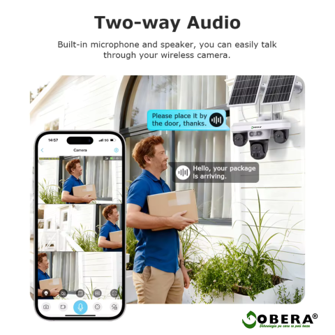 Camera Supraveghere Exterior 4G Solară AOV 3 Lentile goBERA®, AI Detectie Umana, Baterie 20100mAh, IP66, SIM 4G [3]
