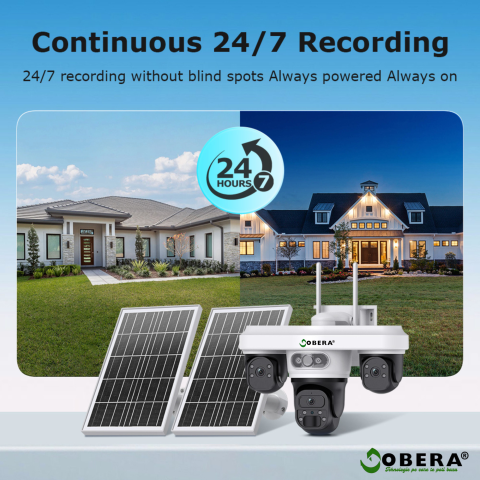 Camera Supraveghere Exterior 4G Solară AOV 3 Lentile goBERA®, AI Detectie Umana, Baterie 20100mAh, IP66, SIM 4G [1]