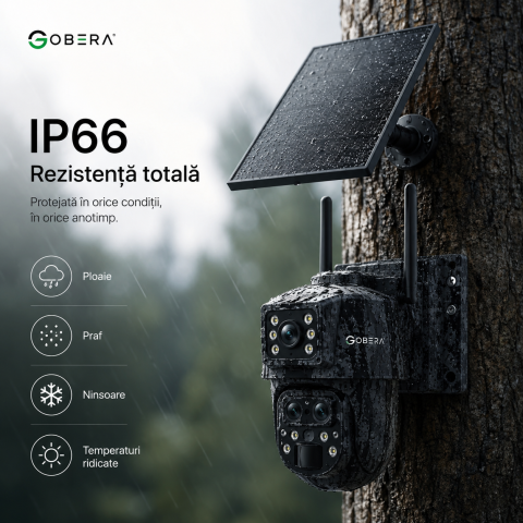 Camera supraveghere solara camuflaj, goBERA®, 6MP, 4G, zoom optic 15X, vedere nocturna color, detectie miscare PIR, audio bidirectional, control rotativ PAN-TILT, aplicatie UBOX, stocare microSD 128GB [2]