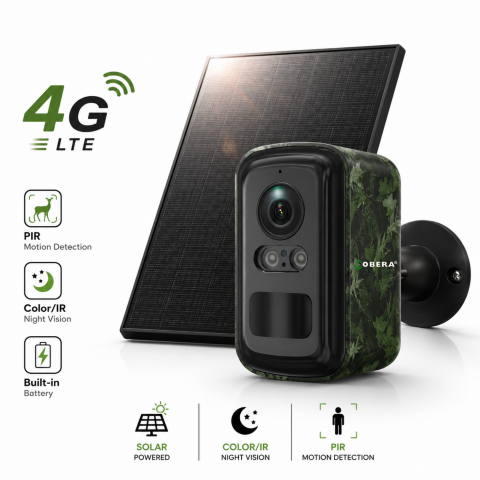 Camere de supraveghere - Camera Supraveghere Solara Wireless, Detectare Umana PIR, 3W Panou Solar, Baterie 5200mAh, 4G, Vedere Noapte Color, IP66,Neagra