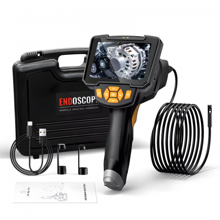 Gadgeturi și Soluții Tehnice pentru Casă - Endoscop industrial cu lentila dubla goBERA®, Camera de inspectie digitala cu cablu de 10 metri, LCD Full HD1920x1080 de 4.3 inchi, 6 lumini LED reglabile, Baterie de 2600mAh, Tub semirigid de 8 mm IP
